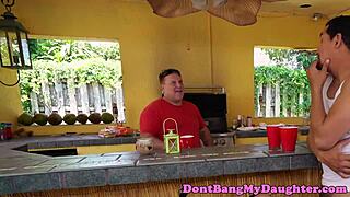 hey neighbor, watch this petite teen ride your old cock anally