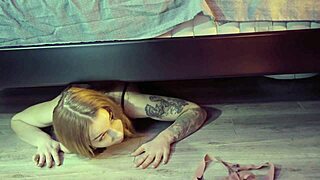 oh god sharing bed with hot milf while teen hides underneath spying on creampie action