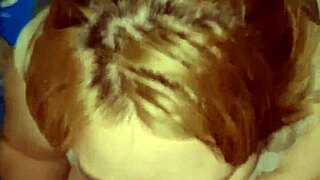 Amateur milf intimate standing blowjob sex in storage room