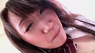 I admire busty uniform sweetie pleased by vibrator and fingers