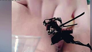 raven grey pours champagne from her stretched pussy