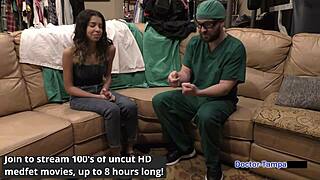 check out dr tampa giving neighbor aria nicole her first shaved pussy gyno exam