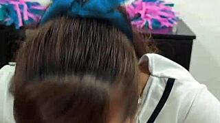 cheerleader slut skips practice to bounce on huge cock and gulp hot cum