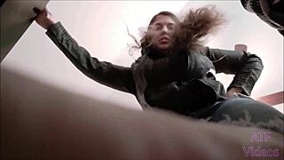 giantess towers over tiny fetish slave crushing under huge feet 👣💥