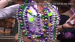Fat tits flash on Mardi Gras streets