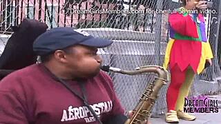 Fat tits flash on Mardi Gras streets