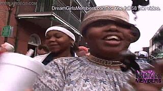 Fat tits flash on Mardi Gras streets
