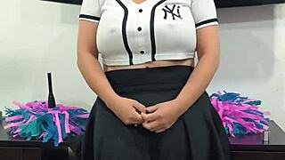 cheerleader slut skips practice to bounce on huge cock and gulp hot cum