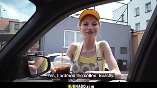 Fucking The Hot Russian Barista RIDES BIG COCK Outdoors