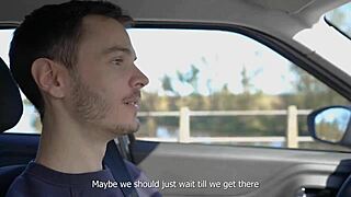 Horny Teen Sucks Swallows Cum on Amateur Road Trip POV