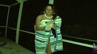 skinny tanned brunette coed dips in stranger's pool