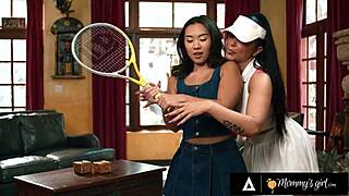 Kimmy Kimm licks Romi Rain's pussy after tennis lesson