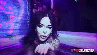 Tattooed aurora anarchy chokes on cock in fantastic bdsm domination gangbang