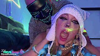 khloe kapri's wet pussy pounded doggystyle in rave bunny cosplay creampie