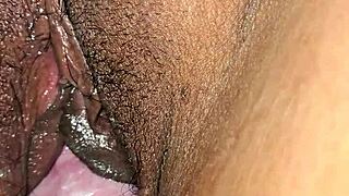 Latina MILF's Dripping Wet Pussy Lips Teased Through Gray Panties Ripped Aside