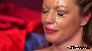 nasty doll swallows massive jizz facial load eagerly