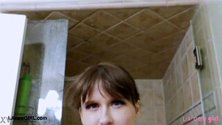 blonde babe showers her petite body teasing every curve