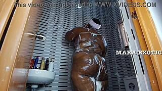 ebony nigerian couple shower doggystyle juicy pussy dripping fuck