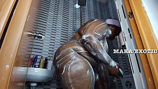 ebony nigerian couple shower doggystyle juicy pussy dripping fuck