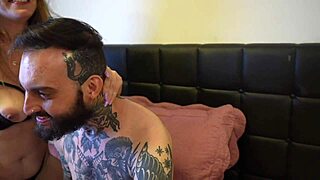 blonde babe rides tattooed lover's cock wildly