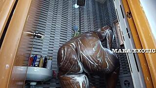 ebony nigerian couple shower doggystyle juicy pussy dripping fuck