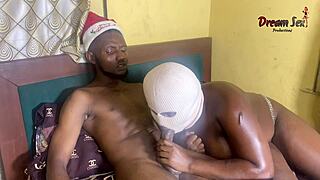 Ebony amateur rides oiled big black cock cowgirl for Christmas