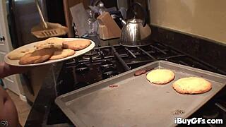 Courtney James Fingers Wet Pussy While Baking Cookies Boldly