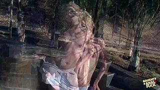 naughty blonde smokes then gets tight ass stretched outdoors 😈🔥