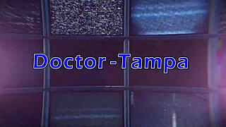 Dr Tampa tests Naomi Alice's shaved pussy orgasms.