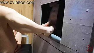 Skinny tall tattoo wife slut gives first dominated footjob cum at gloryhole