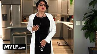 Big Titty Milf Boss Catches Babysitter's Pussy Licked on Couch