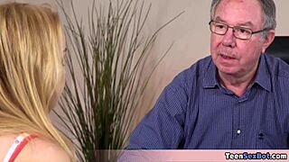 old teacher fucks petite blonde teen pussy for better grades small tits