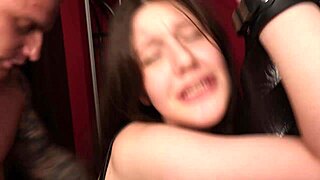 Russian prostitute screams riding rough client cock in bdsm room