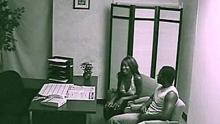 black couple sneaks intense pussy fuck at office meeting