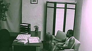 black couple sneaks intense pussy fuck at office meeting