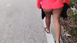 Horny latina tattoo slut prostitute flashes ass tits on mexican public road