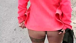 Horny latina tattoo slut prostitute flashes ass tits on mexican public road