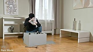 Tattooed Athenea Rose starts wild DP threesome after robbery scare.