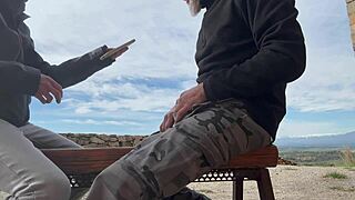 whoops, accidental outdoor blowjob and he cums fast in my mouth!