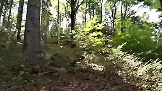 hot ladyboy strokes her cock solo outside