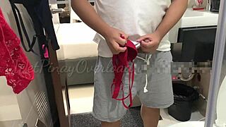 roommate sneaks in for steamy bathroom sex and explosive creampie