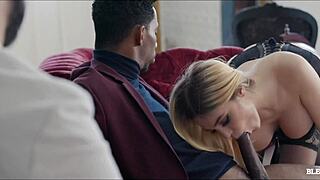 Cuckold watches girlfriend drilled raw by massive black cock monster!