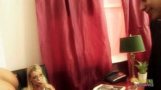 blonde boss sucks cock with friend