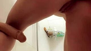 he pounded her skinny ass in the bathroom creampie
