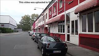 tourist wanders redlight district ludwigstraße hannover germany spotting street action