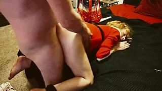 skinny blonde milf screams rough during christmas creampie impregnation