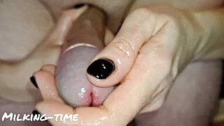 goth girl dirty talks through close-up cock milking handjob