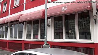 tourist wanders redlight district ludwigstraße hannover germany spotting street action