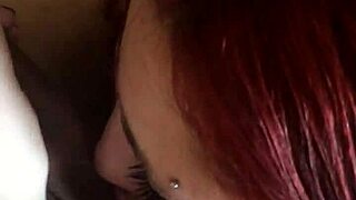 redhead's sloppy blowjob swallows every drop deep