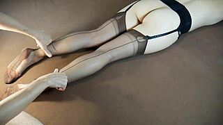 stocking milf squirms moaning from teasing soles massage